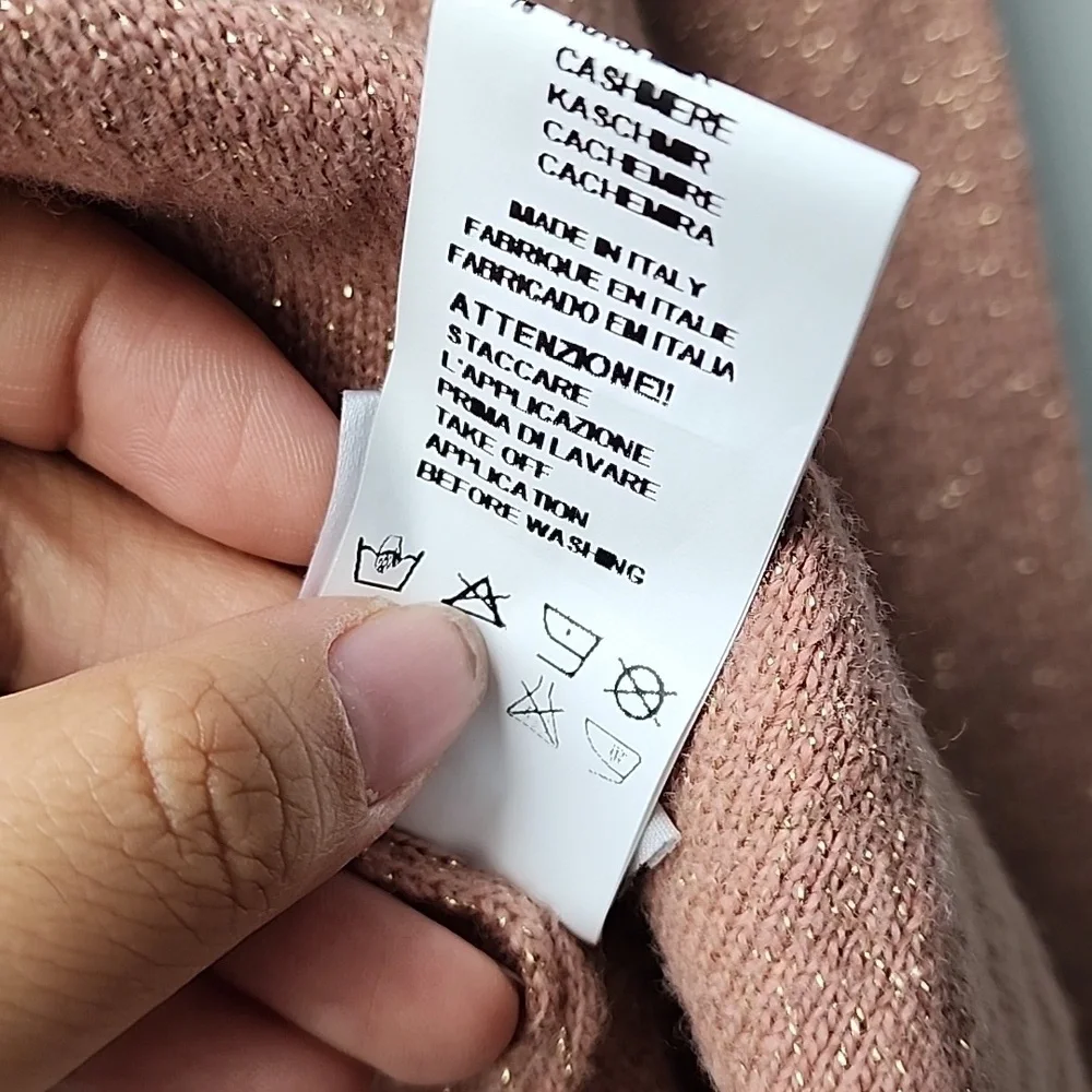 Marani Metallic Oversized Knit Wool Blend Sweater with Enamel Necklace Detail - Picture 6 of 10